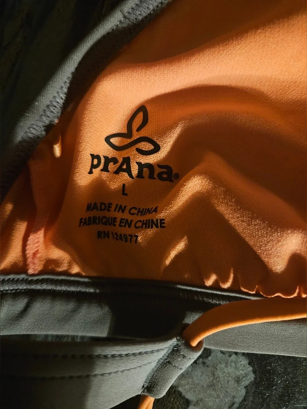 prAna Colorblock Triangle Bikini Top Racerback Size L Orange Gray Black Athletic - Picture 4 of 4